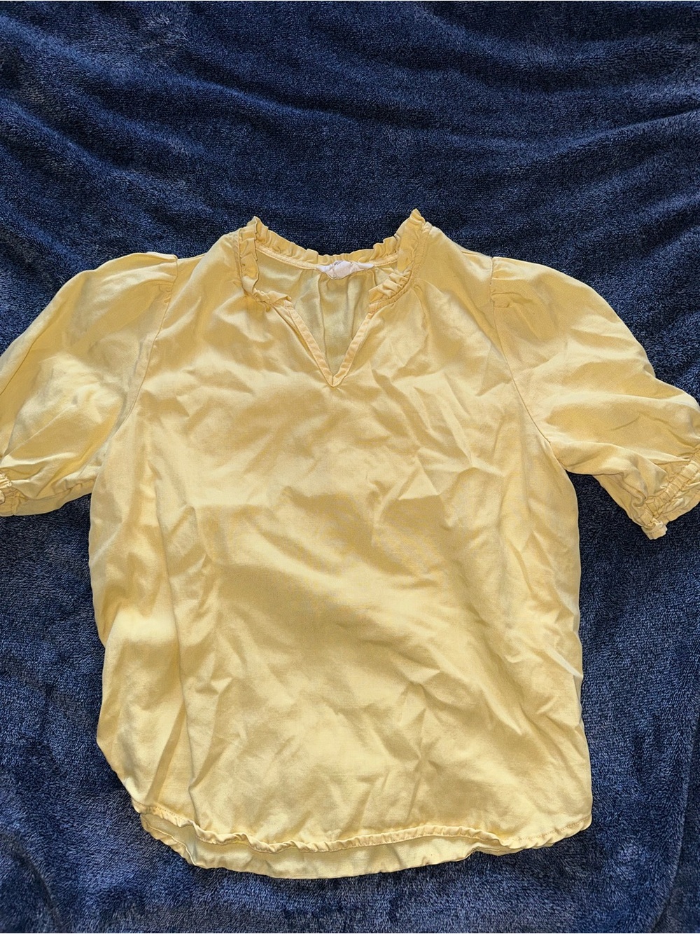 yellow short sleeve blouse